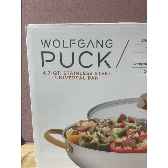 Wolfgang Puck 4.7 Quart Covered Pan Stainless Steel Oven Safe with Glass Lid - Picture 2 of 6